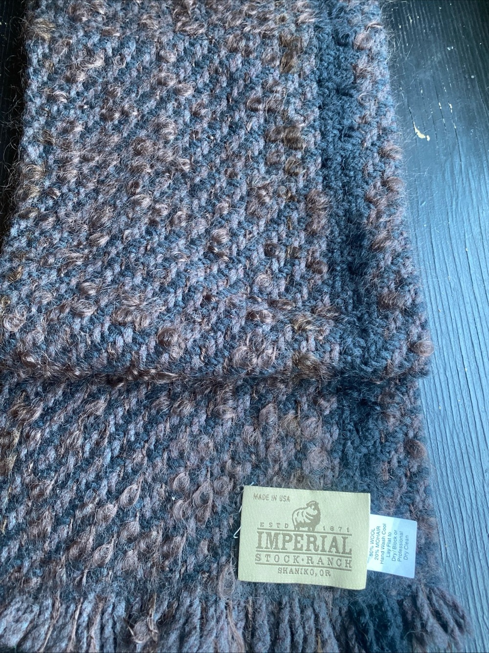 Imperial Stock Ranch Bouclé Wool Scarf in Brown Mix